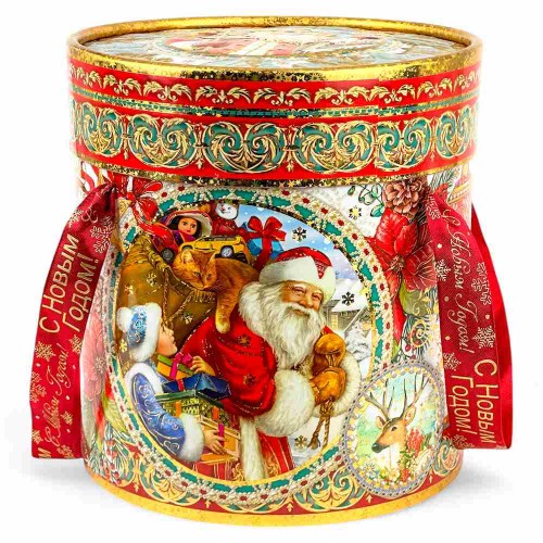 Новогодний подарок с конфетами Новогодняя Майолика, 800 гр - купить оптом в Санкт-Петербурге