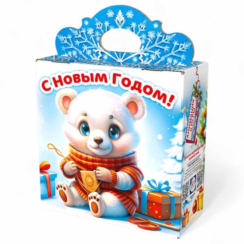Новогодний подарок с конфетами Пушистые друзья, 400 гр - купить оптом в Санкт-Петербурге