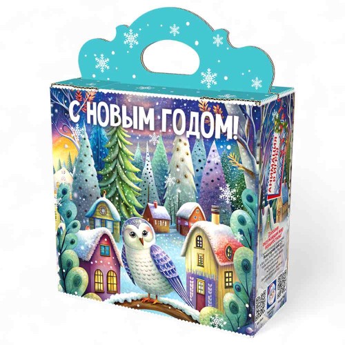 Новогодний подарок с конфетами Чудесные домики, 400 гр - купить оптом в Санкт-Петербурге