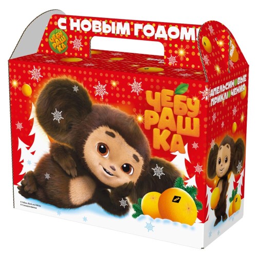 Новогодний подарок картон Чебурашка, 700 гр, купить оптом в Санкт-Петербурге